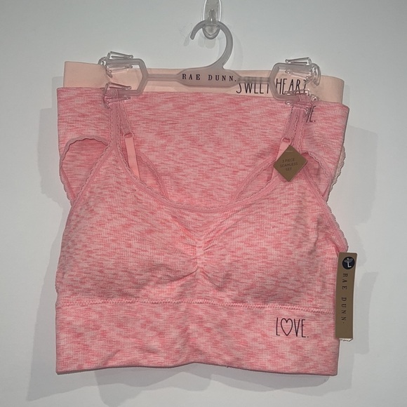 RAE Dunn Pink 3 Pieces Seamless Bralette And Panties Set Size  Large - Picture 3 of 13